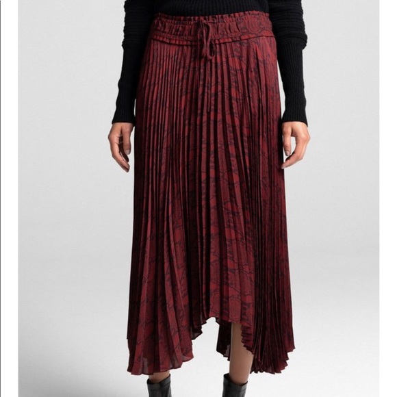 A.L.C. Maya snake print Bordeaux midi skirt (burgundy & black) - Picture 4 of 17
